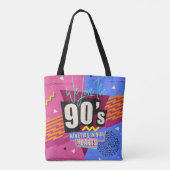 90年代と80年代のポスター。私たちは90年代が大好きです。レトロスタイル トートバッグ (裏面)