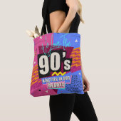 90年代と80年代のポスター。私たちは90年代が大好きです。レトロスタイル トートバッグ (クローズアップ)