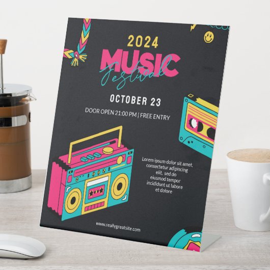 90年代に戻る、レトロ音楽フェスティバルパーティー 台座サイン (インサイチュ)