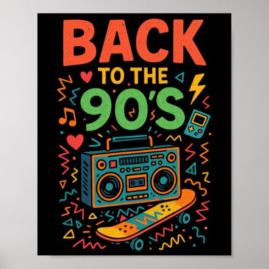 90年代に戻る – 90年代レトロヴィンテージ旧学校 ポスター (正面)