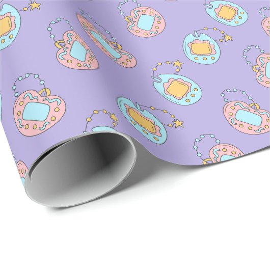 90年代に戻る – Y2Kカラフルたまごっち玩具 ラッピングペーパー (ロールコーナー)