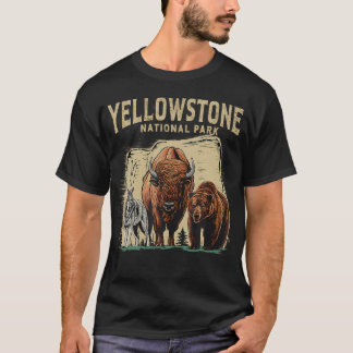 90年代のイエローストーン国立公園のオオカミとバイソン Tシャツ