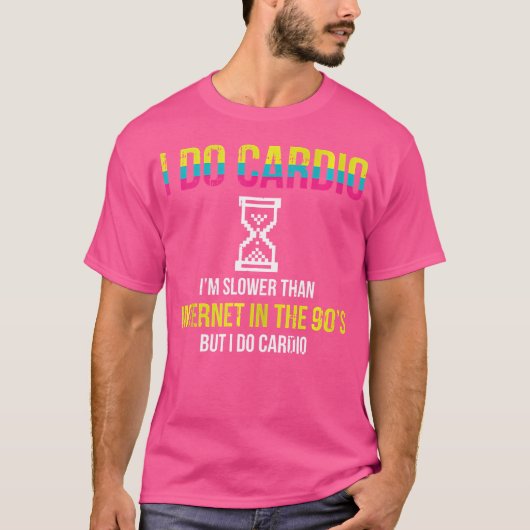 90年代のインターネットより遅い有酸素運動 楽しいフィットネス ワークアウト Tシャツ (正面)