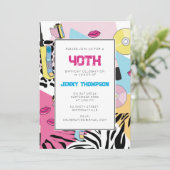 90年代のカラフルレトロ1990年代の誕生日パーティー90年代 招待状 (スタンド正面)