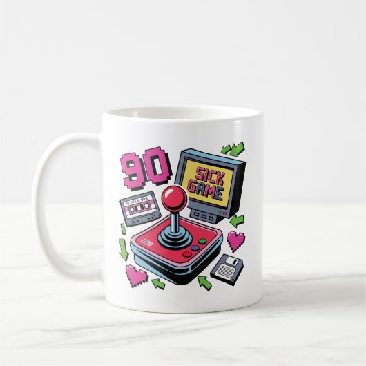 90年代のクールなゲーム コーヒーマグカップ (左)