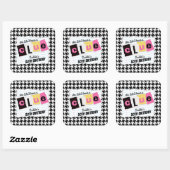 90年代のサプライズ千鳥格子のバースデーパーティー スクエアシール (シート)