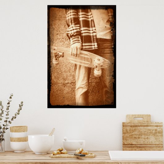 90年代のスクールスケートボードのポスター ポスター (キッチン)