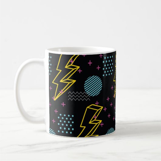 90年代のスタイル:カラフル抽象芸術パターン コーヒーマグカップ (左)