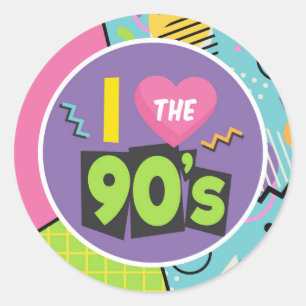90年代のステッカー、90年代のパーティーデコールステッカーが大好き ラウンドシール