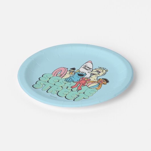 90年代のセサミストリートのヴィンテージの波 ペーパープレート (アングル)