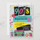90年代のテーマパーティーの誕生日の招待 招待状 (正面)