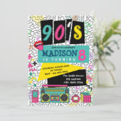 90年代のテーマパーティーの誕生日の招待 招待状 (スタンド正面)