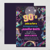 90年代のネオンディスコのノスタルジックな雰囲気 招待状 (正面/裏面)