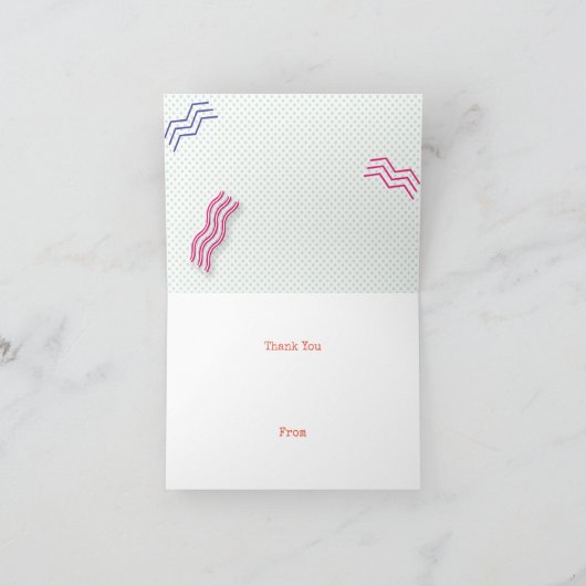 90年代のパーティーテーマパターンサンキューカード サンキューカード (内部)