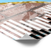 90年代のヒップホップブルー&金ゴールド1st Birthday/Baby Shower ポスター (角)