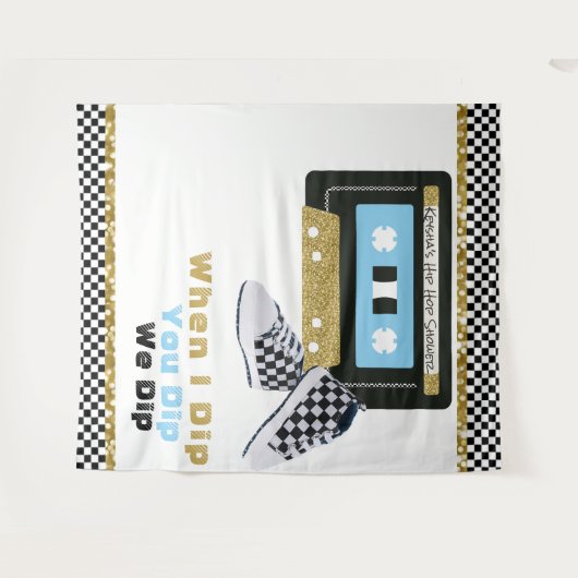 90年代のヒップホップBOYベビーシャワーの写真が戻る タペストリー (正面(横))