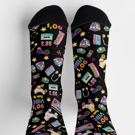 90年代のヒップホップVibesレトロが私のパターンを作った ソックス (上部)