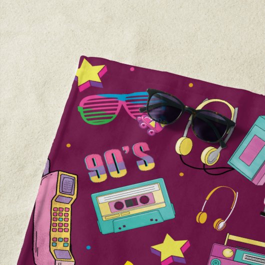 90年代のヒップホップVibesレトロが私のパターンを作った ビーチタオル (インサイチュ)