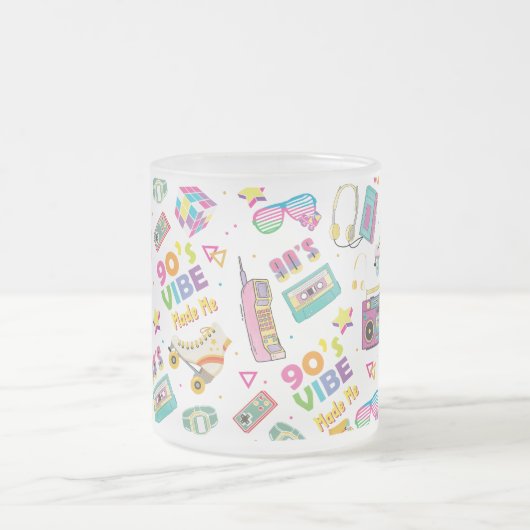 90年代のヒップホップVibesレトロが私のパターンを作った フロストグラスマグカップ (中央)