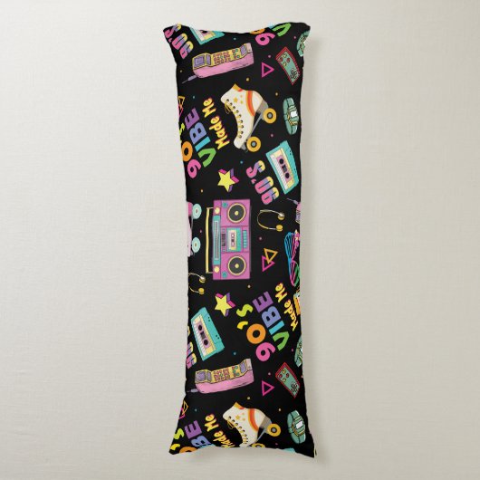 90年代のヒップホップVibesレトロが私のパターンを作った ボディピロー (正面縦)