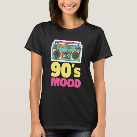 90年代のムード カセットテープ ブームボックス 90年代 ミュージック レトロ Tシャツ (正面)