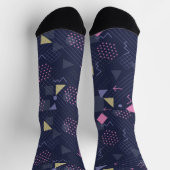 90年代のレトロな幾何学的パターン ソックス (上部)