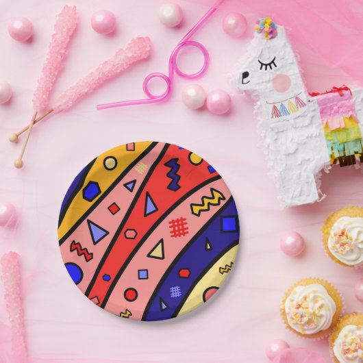 90年代のレトロをテーマにした紙プレート ペーパープレート (パーティー)