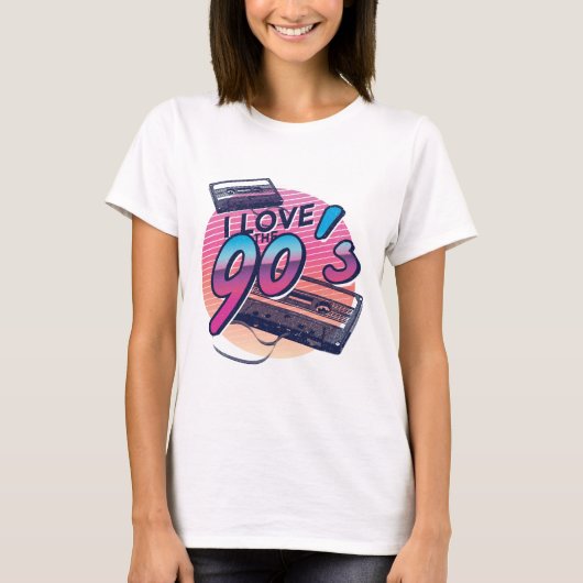 90年代のレトロテープカセおもしろいット誕生日が大好き Tシャツ (正面)