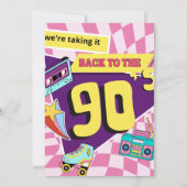 90年代のレトロネオン30歳の誕生日に戻る 招待状 (裏面)