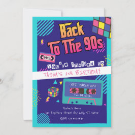 90年代のレトロモダン誕生日に戻る 招待状