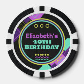 90年代のレトロ誕生日に戻る ポーカーチップ (正面)