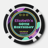 90年代のレトロ誕生日に戻る ポーカーチップ (裏面)