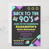 90年代のレトロ誕生日に戻る 招待状 (正面)
