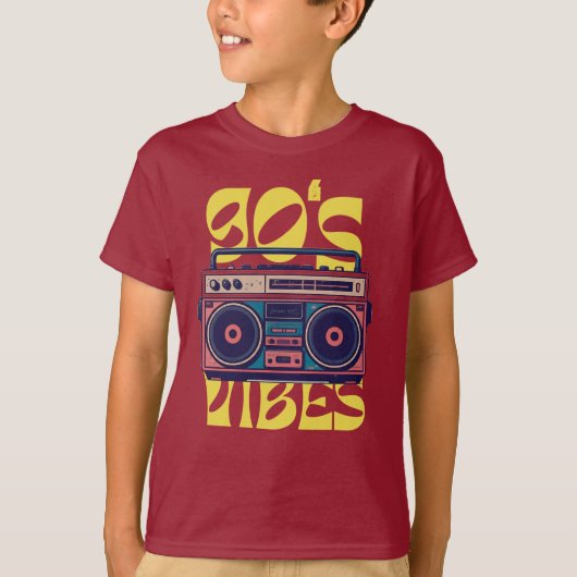 90年代のヴィーベヴィンテージブームボックス Tシャツ (正面)
