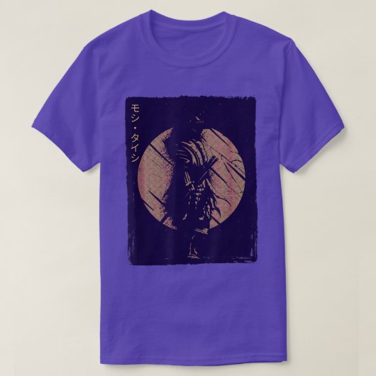 90年代の侍の戦士日本のストリートウェアVAPORWAVE Tシャツ (デザイン正面)