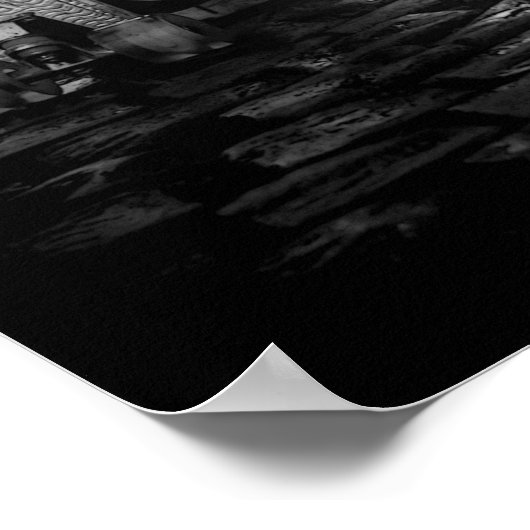 90年代の古いスクールブラック&ホワイトのスケートボードポスター ポスター (角)