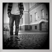 90年代の古いスクールブラック&ホワイトのスケートボードポスター ポスター (正面)