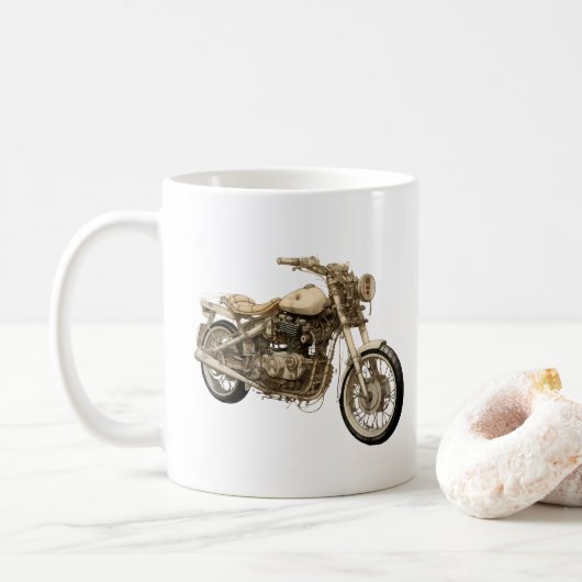 90年代の古いバイクと詩 コーヒーマグカップ (ドーナツ)
