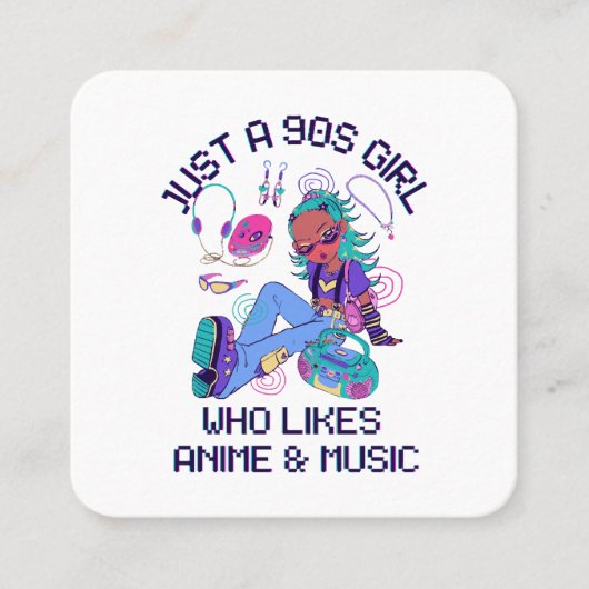 90年代の女の子、音楽好き スクエア名刺 (正面)