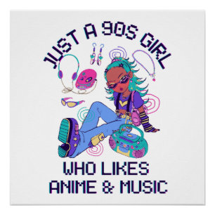 90年代の女の子、音楽好き ポスター