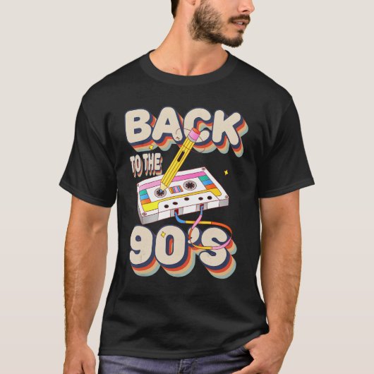 90年代の女性のための衣装に戻る男性テーマパーティーB Tシャツ (正面)