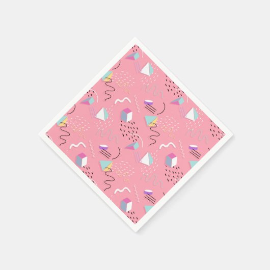 90年代の幾何学模様と正方形 スタンダードカクテルナプキン (角)