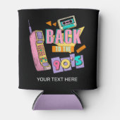 90年代の懐かしいピンクの黄色の黒の名前に戻る 缶クーラー (正面)