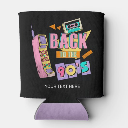 90年代の懐かしいピンクの黄色の黒の名前に戻る 缶クーラー (裏面)