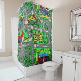 90年代の懐かしさ、懐かしいトラックカーペットカーロード シャワーカーテン