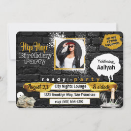 90年代の旧学校ヒップホップ誕生日写真 サンキューカード