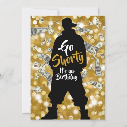 90年代の旧学校ヒップホップ誕生日写真 招待状 (正面)