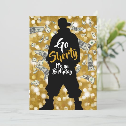 90年代の旧学校ヒップホップ誕生日写真 招待状 (スタンド正面)