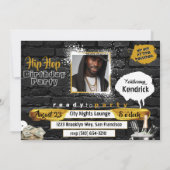 90年代の旧学校ヒップホップ誕生日写真 招待状 (裏面)