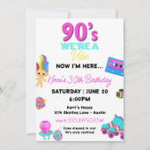 90年代の誕生日パーティー招待レトロ30歳の誕生日 招待状 (正面)